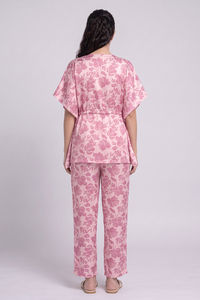 Zivame Satin Kaftan Loungewear Set - Ballet Slipper — thumbnail 4